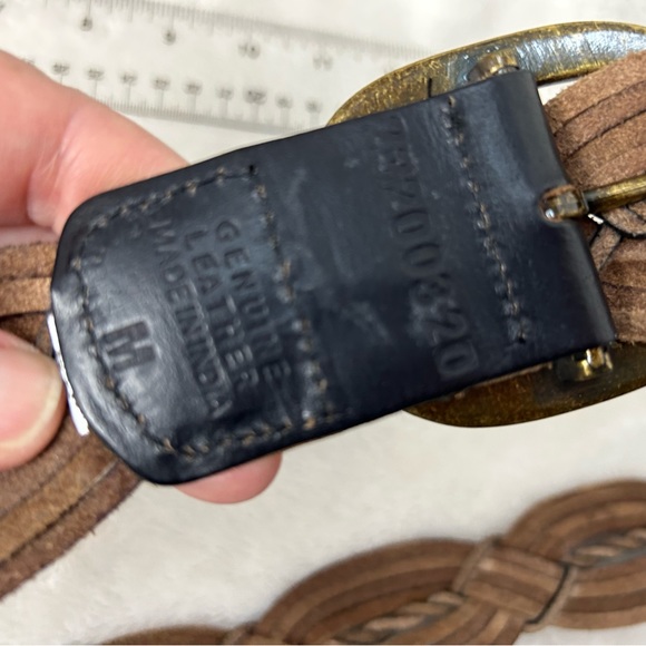 Jessica Simpson Weaved Brown Leather Belt Metal Buckle 42 - Picture 12 of 13